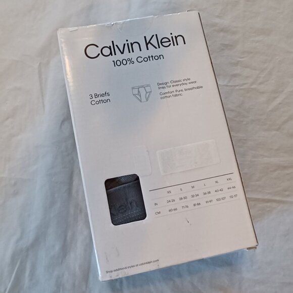 Calvin Klein Men’s Small Black / Grey 100% Cotton Stretch Hip Briefs 3 Pack - Picture 3 of 4